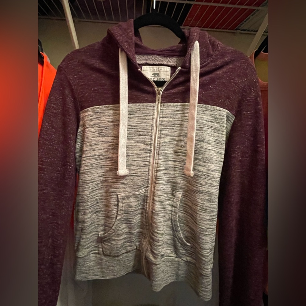 Grey and purple jacket